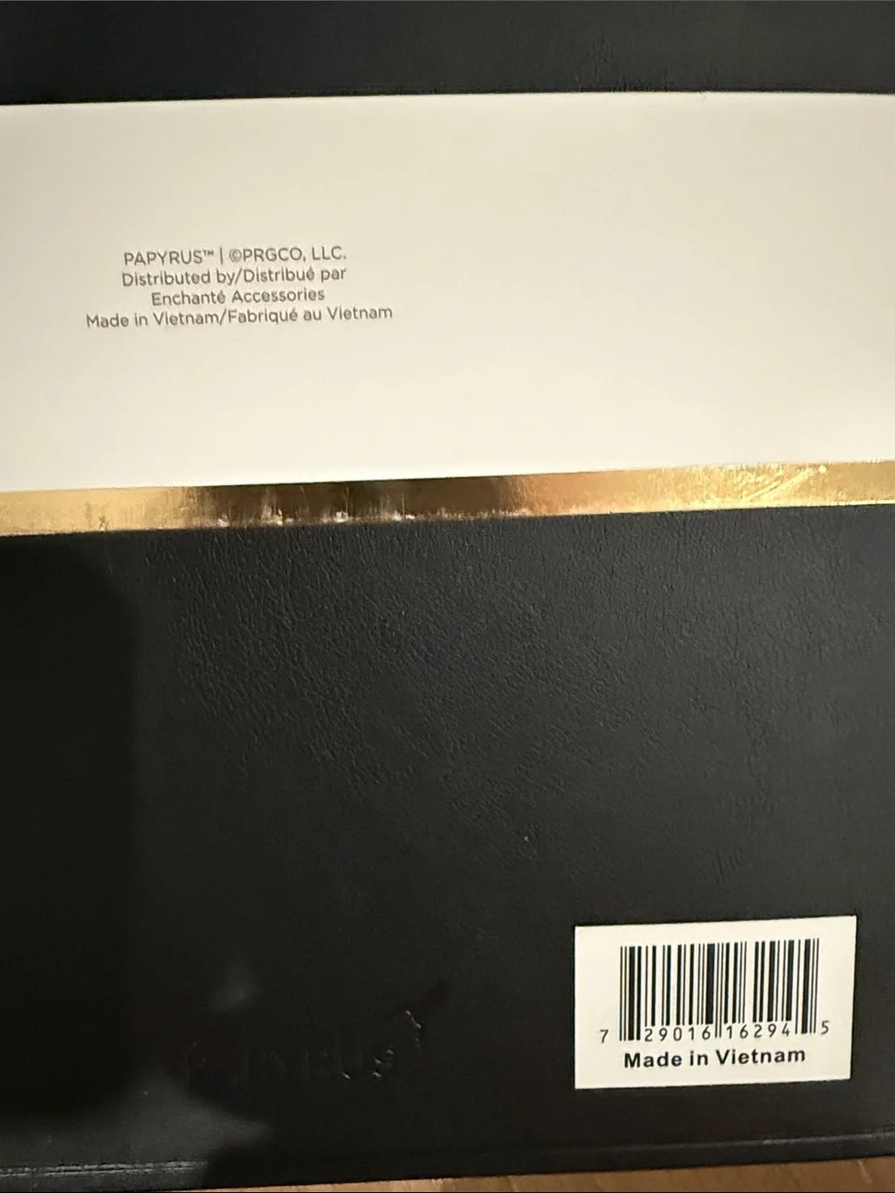 Papyrus Black Notebook with Ivory Pages and Gold Dot Pattern 7x9.5 240 pages